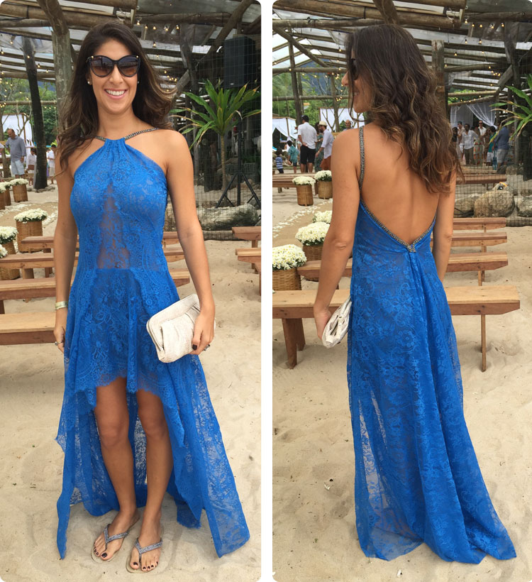 vestido de festa de casamento na praia